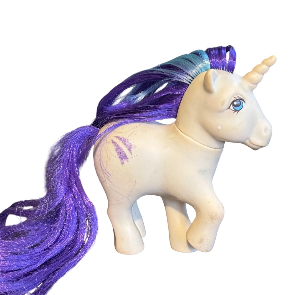 Vintage‎ G1 My Little Pony Glory Unicorn White Purple Hair Hasbro 1983 Hong Kong